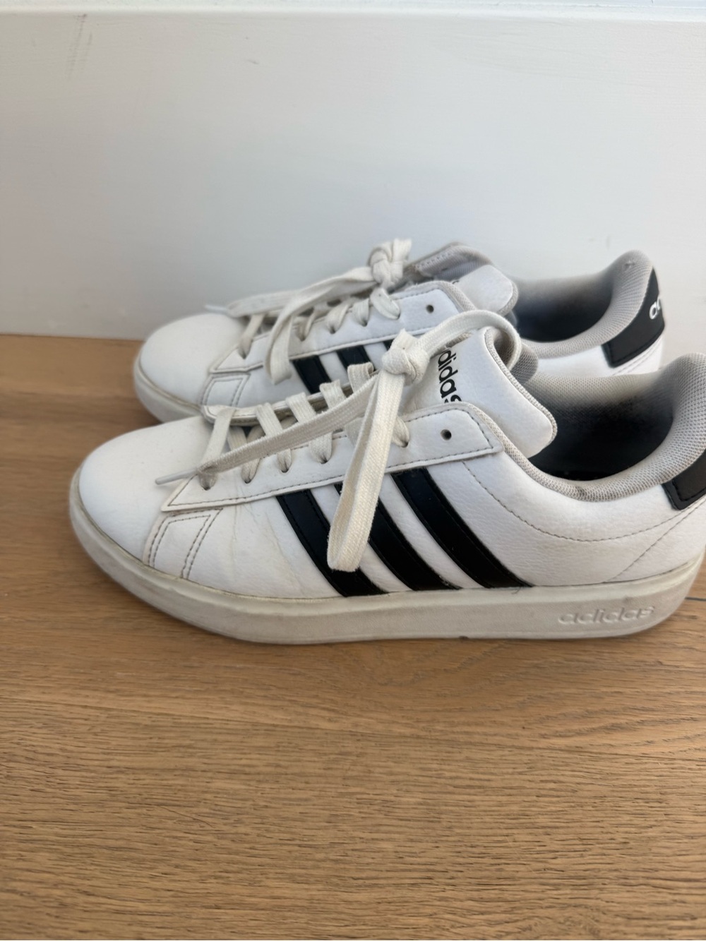 adidas White Sneakers with Black Three-Stripes